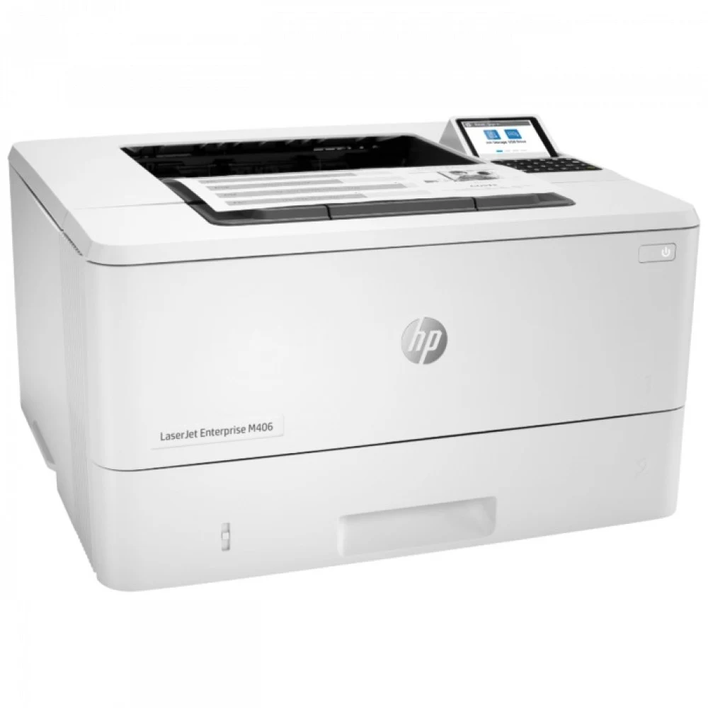 Принтер HP LaserJet Enterprise M406dn A4, лазерный, черно-белый, 40стр/мин, 1200dpi, 800МГц, 1024Мб, 350+100, AirPrint/USB/Ethernet , 3000стр/картридж, (3PZ15A)(205998)