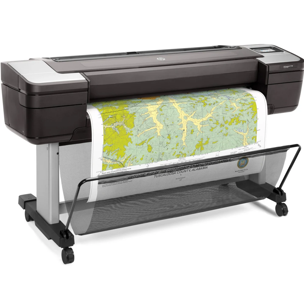HP DesignJet T1700 44-in Printer 6 ink color, 2400x1200 dpi, 116 pages/hr A1, 128Gb + 500Gb HDD, sheet & roll feed, automatic cutter, Ethernet+USB Type-A host port, Stand, Printhead HP 731, Cartridg