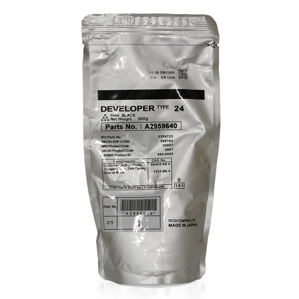 Девелопер тип 24 для Ricoh Aficio 1060/1075/2051/2060/2075/ MP5500/6500/7500/6000/7000/8000/6001/7001/8001/9001/ AP900/ SP 9100DN/MP 6002/7502/6503/7503/9003/IM 7000/8000/9000 (B0649640) (350 000 ст