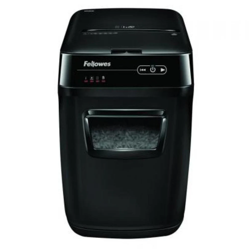 Шредер, Fellowes, AutoMax 200C (FS-46536), Уровень секретности P-4, Фрагмент 4х38мм., Подача: 10 лист., Автоподача: 200 лист., Ёмкость корзины 32 л., Автореверс, Уничтожение скобов, пл. карт, скрепк
