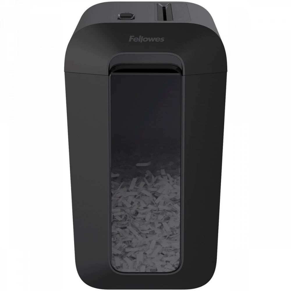 Fellowes Шредер PowerShred LX65 FS-44007(01), черный {DIN P-4, 4х37мм, 8 лст., 17 лтр., уничт.: скрепки,скобы,карты}