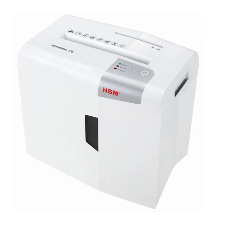 Уничтожитель документов HSM Shredstar X5-4.5x30 (перекрестный, P-4, уничтожает 5 листов, корзина 18 л, реверс, остановка при заполнении, защита от перегрева, скрепки, скобы, CD, пластиковые карты)
