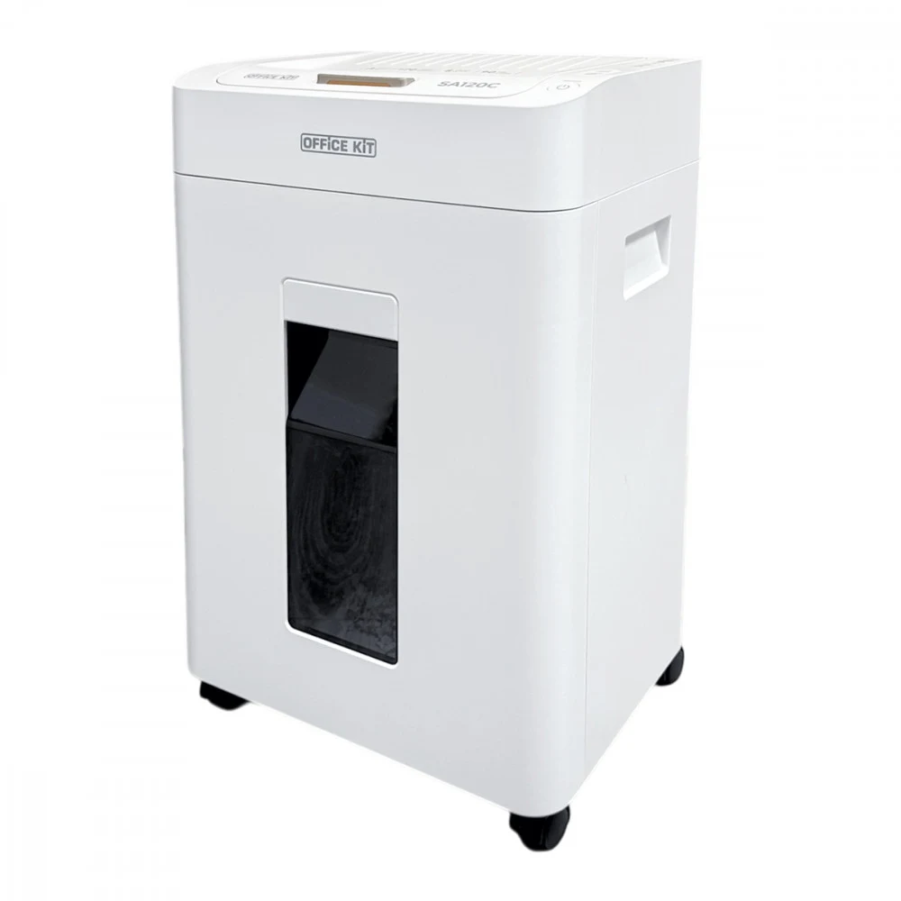 Шредер Office Kit SA120C (3,9х10) белый с автоподачей (секр.P-4) фрагменты 120лист. 25лтр. скобы пл.карты