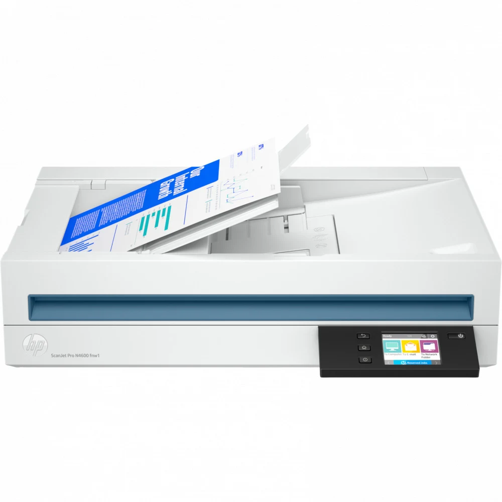 Сканер HP ScanJet Pro N4600 fnw1 Network Scanner (CIS, A4, 600x1200 dpi, 24bit, ADF 100 sheets, Duplex, 40 ppm/80 ipm, USB 3.0, Ethernet 10/100/1000 Base-T, Wi-Fi Direct, repl. SJ 4500 (L2749A))