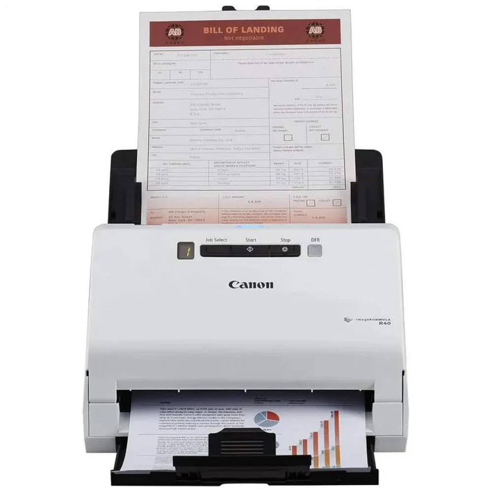 Сканер imageFORMULA R40 (Протяжный, цветной, двусторонний, А4, 600x600 dpi, АПД 60 листов, 40 стр./мин/80 изобр./мин., ежедневный объем - 4000 листов, USB 2.0)