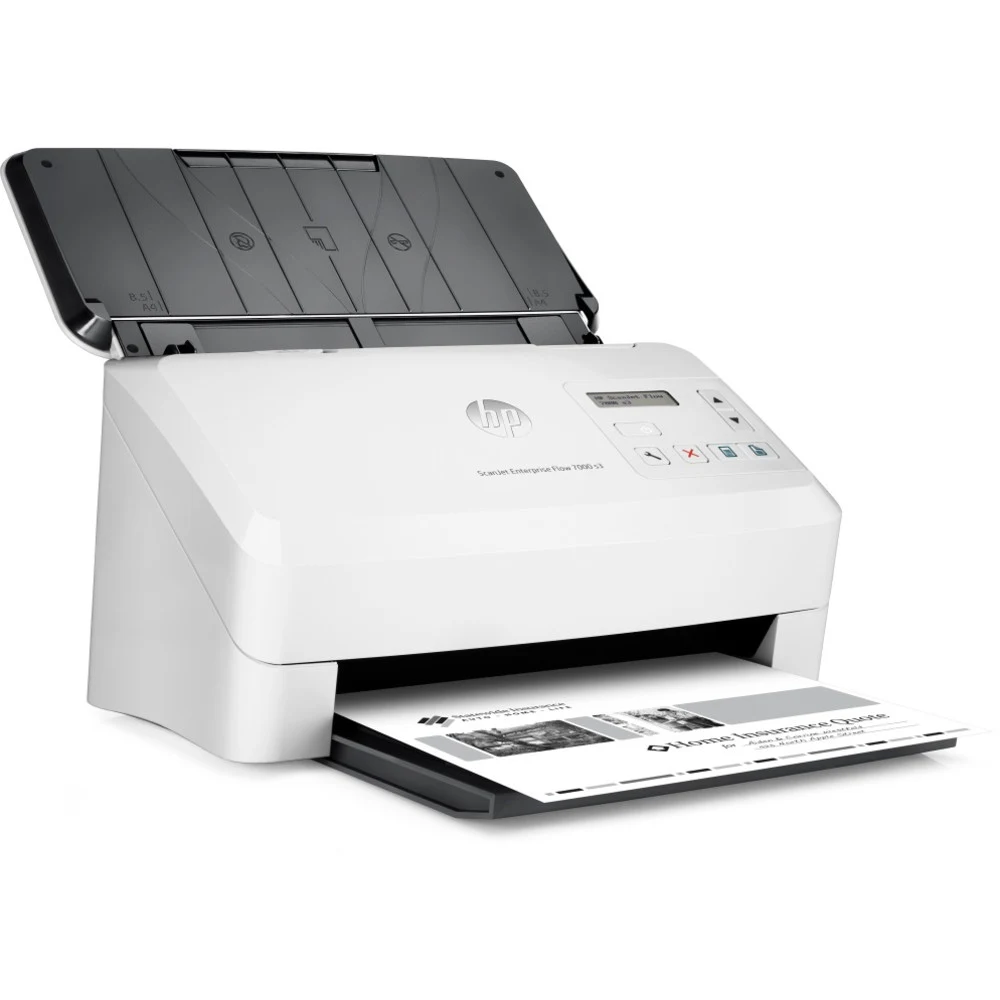 Сканер HP Сканер HP L2757A ScanJet Ent Flw 7000s3 Sheet-Feed Scnr (A4) , 600 dpi , 75ppm/150ipm, 1 pass duplex, sheet-feed ADF 80p, дневная нагрузка 7500 стр, USB кабель в комплекте