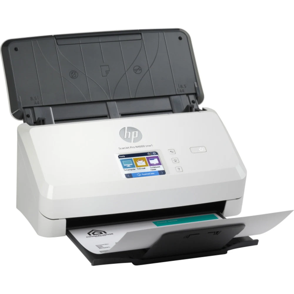 Документ-сканер протяжный HP ScanJet Pro N4000, A4, CIS, 600x600dpi, ДАПД 50 листов, ч/б 40 стр/мин,цв. 80 стр/мин, 24 бит, 48 бит, сетевой, Wi-Fi, USB 3.0