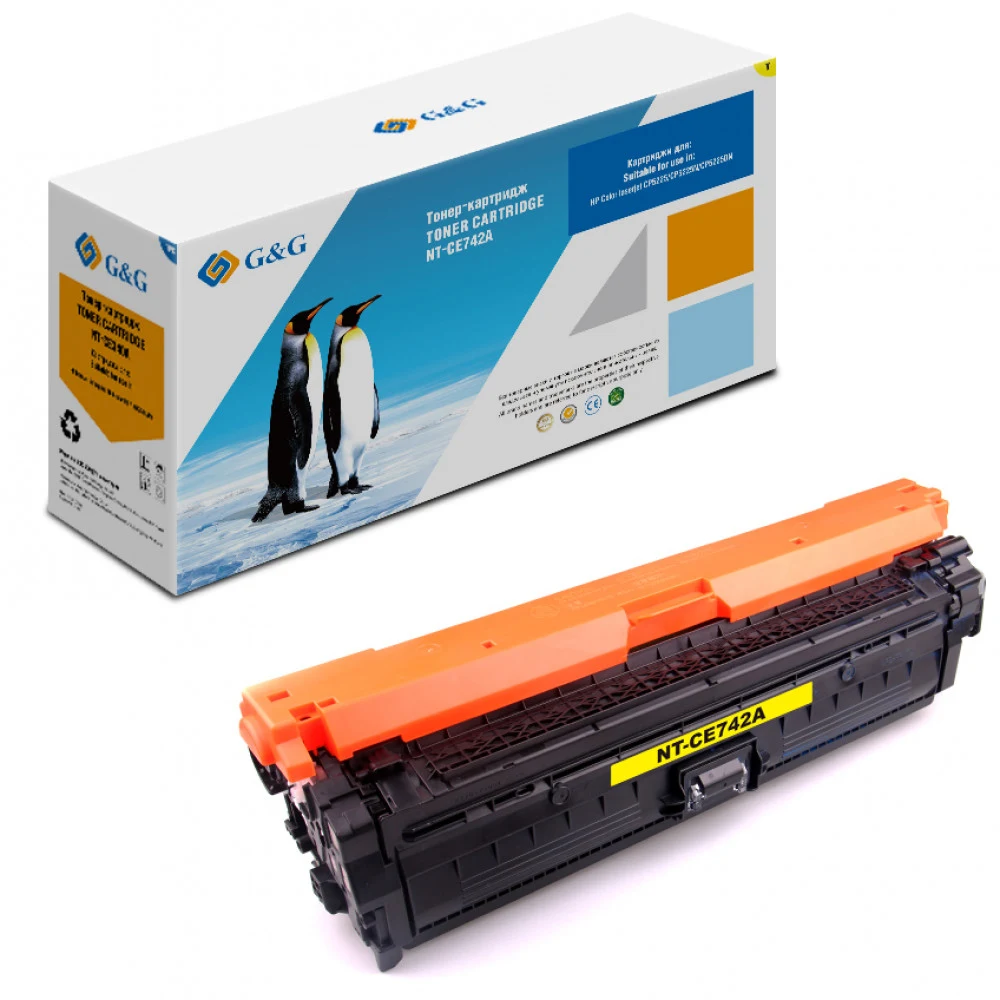 Тонер-картридж G&G GG-CE742A желтый, 7300 стр., для HP LaserJet CP5220/CP5221/CP5223/CP5225