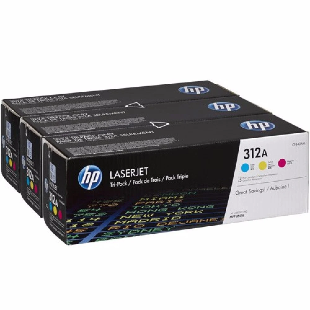 Картридж лазерный HP 312A CF440AM голубой/желтый/пурпурный тройная упак. (2400стр.) для HP CLJ Pro M476