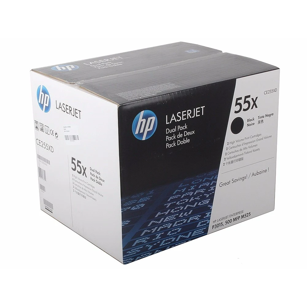 CE255XD № 55X Двойная упаковка картриджей для HP LaserJet для P3010/P3015/ Enterprise 500 MFP M525 (