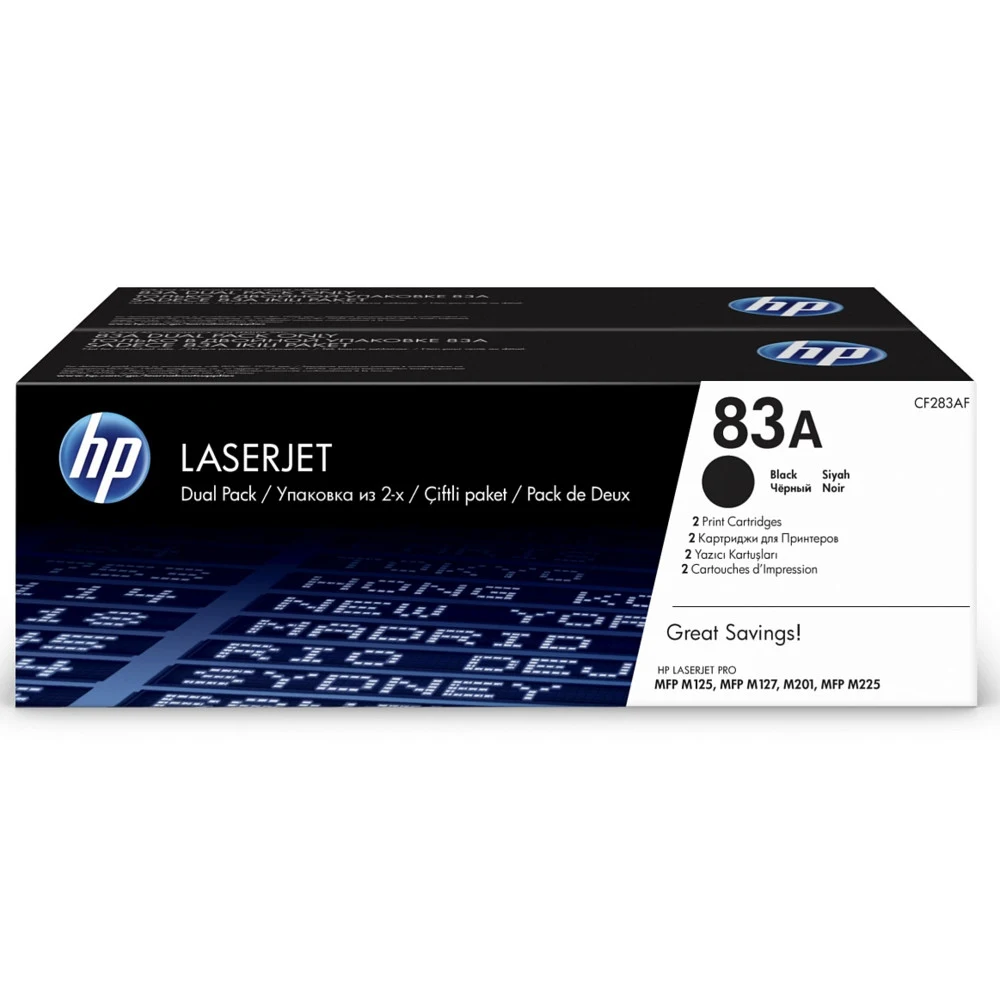 CF283AD / CF283AF Двойная упаковка картриджей для Hewlett-Packard HP 83A Black для HP LaserJet Pro M