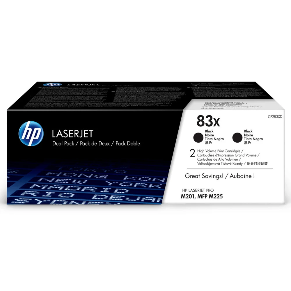HP 83X 2-pack High Yield Black Original LaserJet Toner Cartridges (CF283XF)