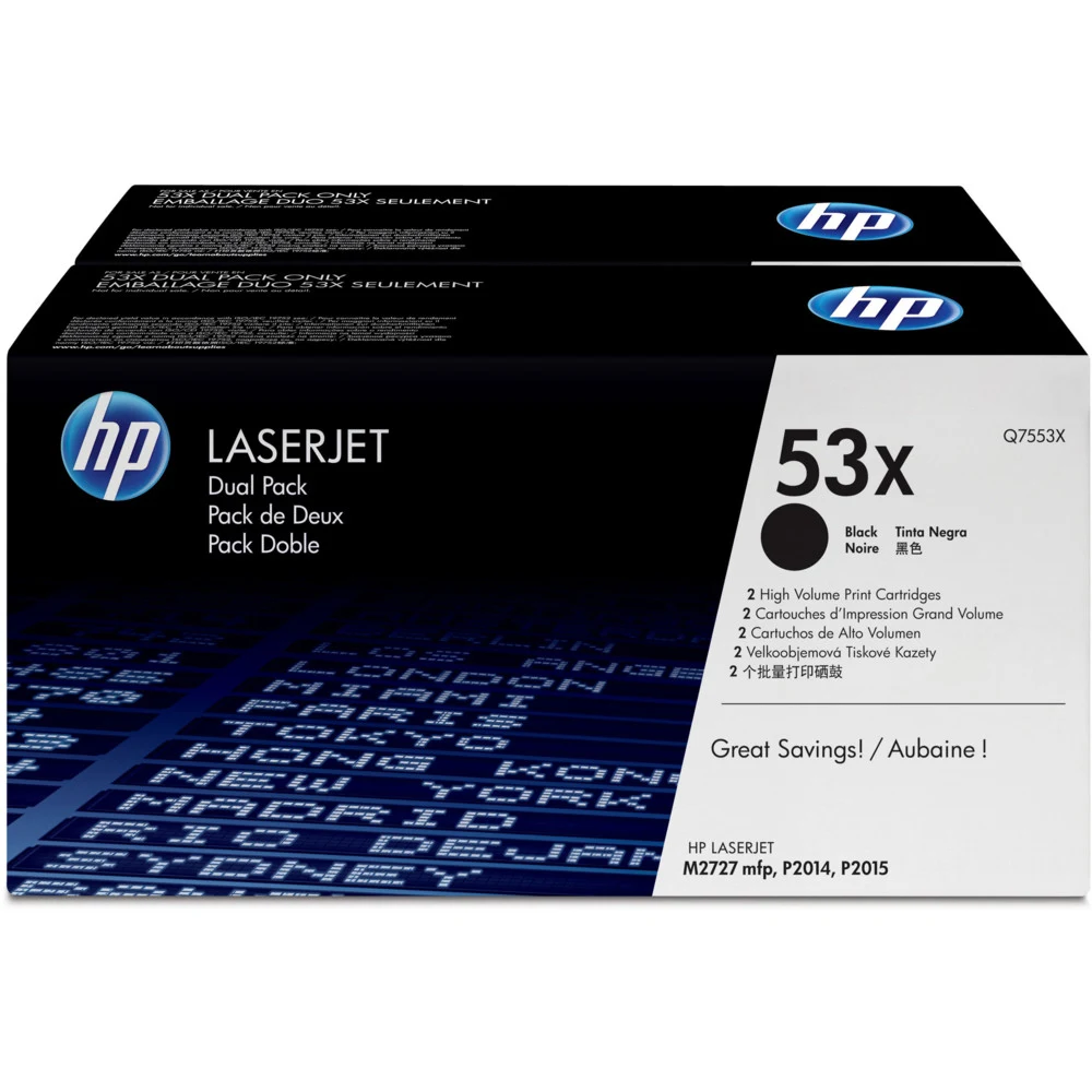 HP LaserJet Q7553X Dual Pack Black Print Cartridges