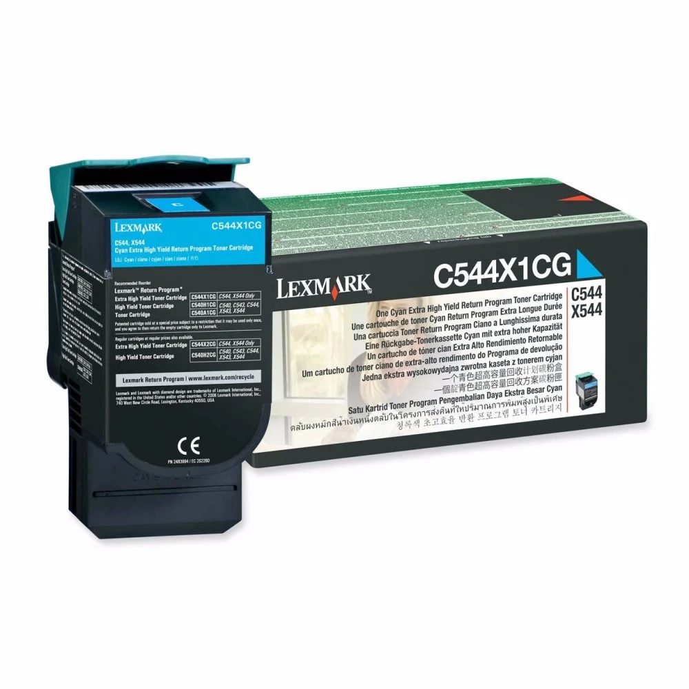 C544X1CG Картридж для Lexmark C540, C543, C544, X543, X544 Cyan Extra High Yield Return Program 4K