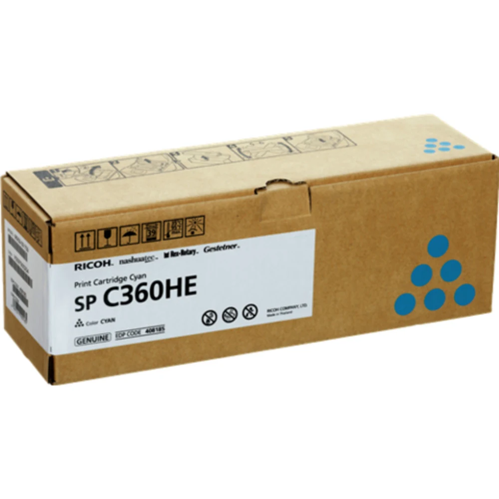 Картридж лазерный Ricoh SP C360HE 408185 голубой (6000стр.) для Ricoh SP C360DNw/C360SNw/C360SFNw/C361SFNw
