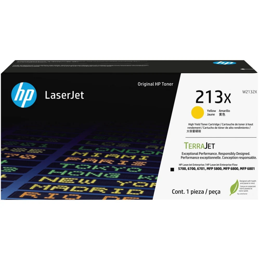 HP W2132X 213X Ylw Original LaserJet Toner Crtg for Color LaserJet Ent 5700/5800/6700/6800, up to 6000 pages