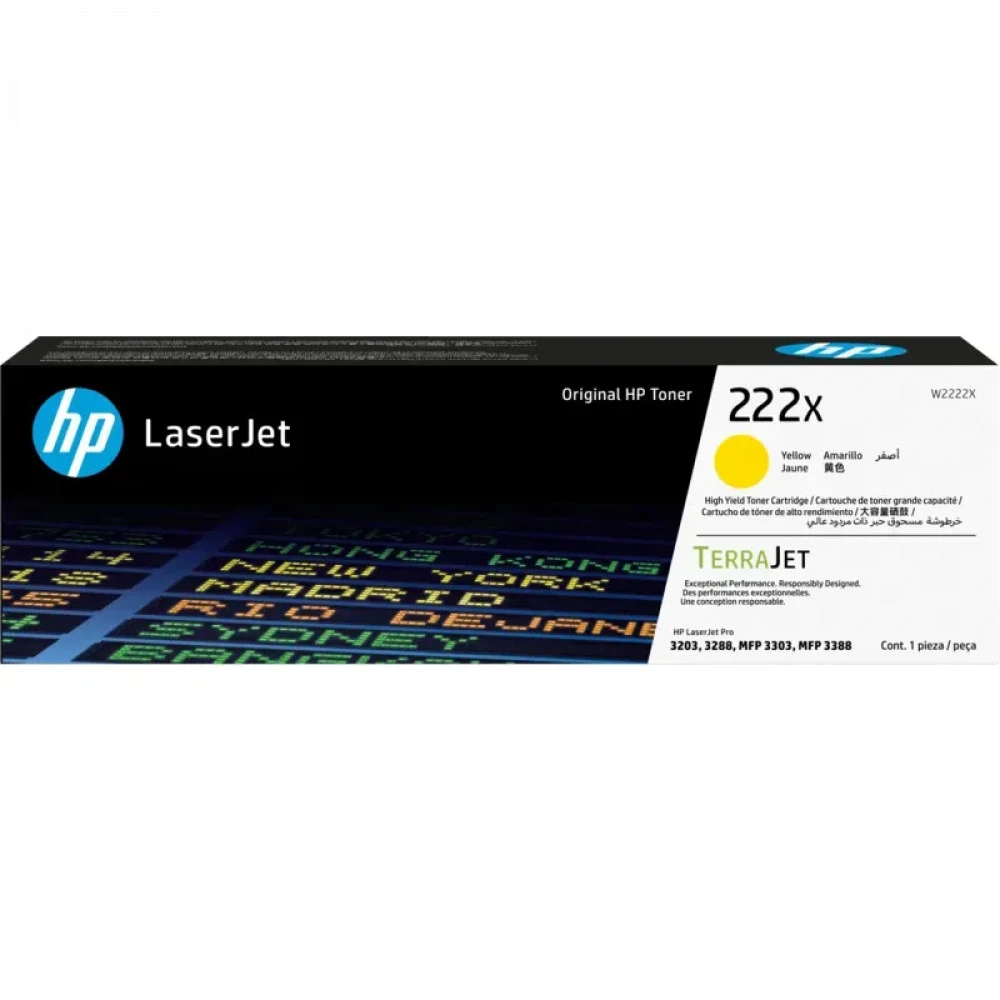 HP W2222X 222X High Yield Yellow Original LaserJet Toner Cartridge for Color LaserJet Pro MFP 3303, up to 2500 pages