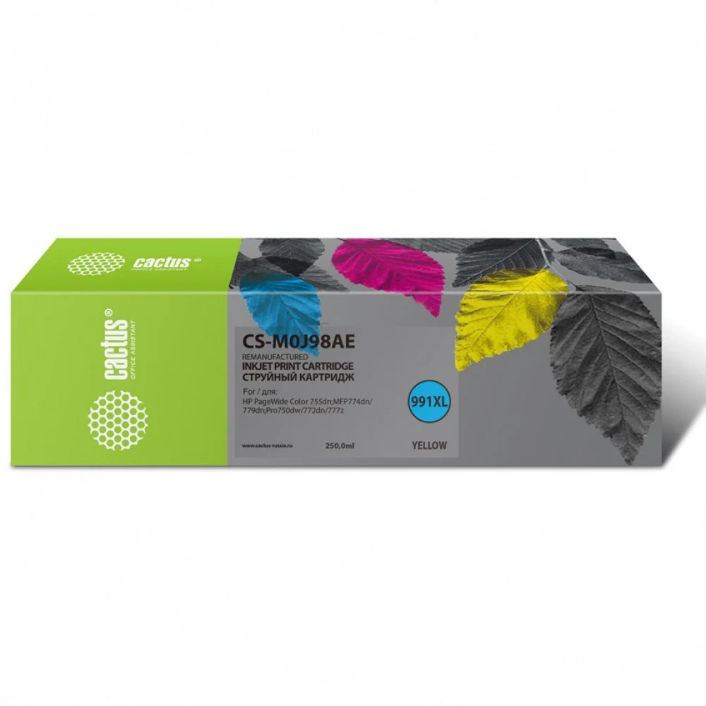 Картридж струйный Cactus CS-M0J98AE 991XL желт.пигм. (250мл) для HP PW 755dn/MFP774dn/779dn/Pro750dw/772dn с чипом