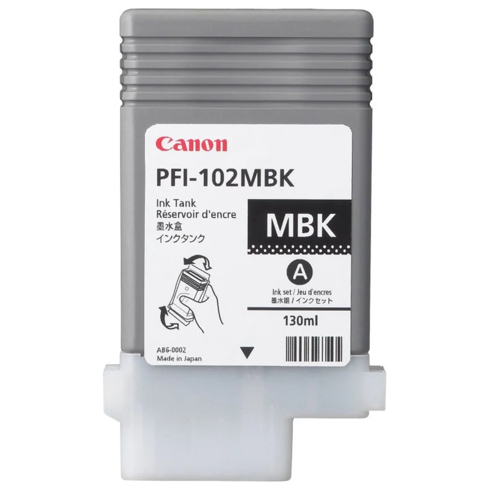 Картридж Canon/PFI-102MBK/Ink/№102/матовый черный/130 мл Производитель: Canon Устройство: Картридж Объем картриджа: 130 мл Цвет: Матовый черный Модель: Canon iPF510., Canon iPF605, Canon iPF610., Ca
