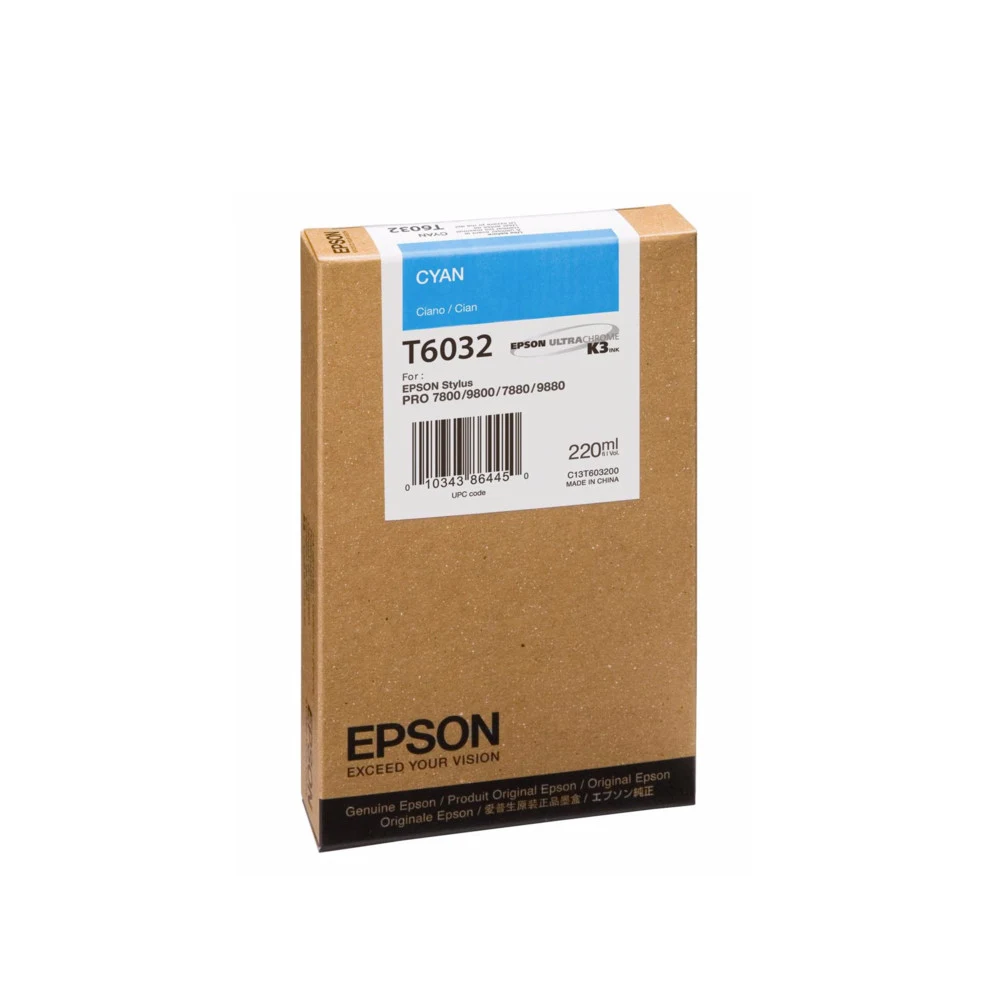 Картридж Epson C13T603200 SP-7880/9880 голубой Тип: Картридж Назначение картриджа: Принтеры и МФУ Технология печати: Струйная Цвет: Голубой Вес брутто: 400 г