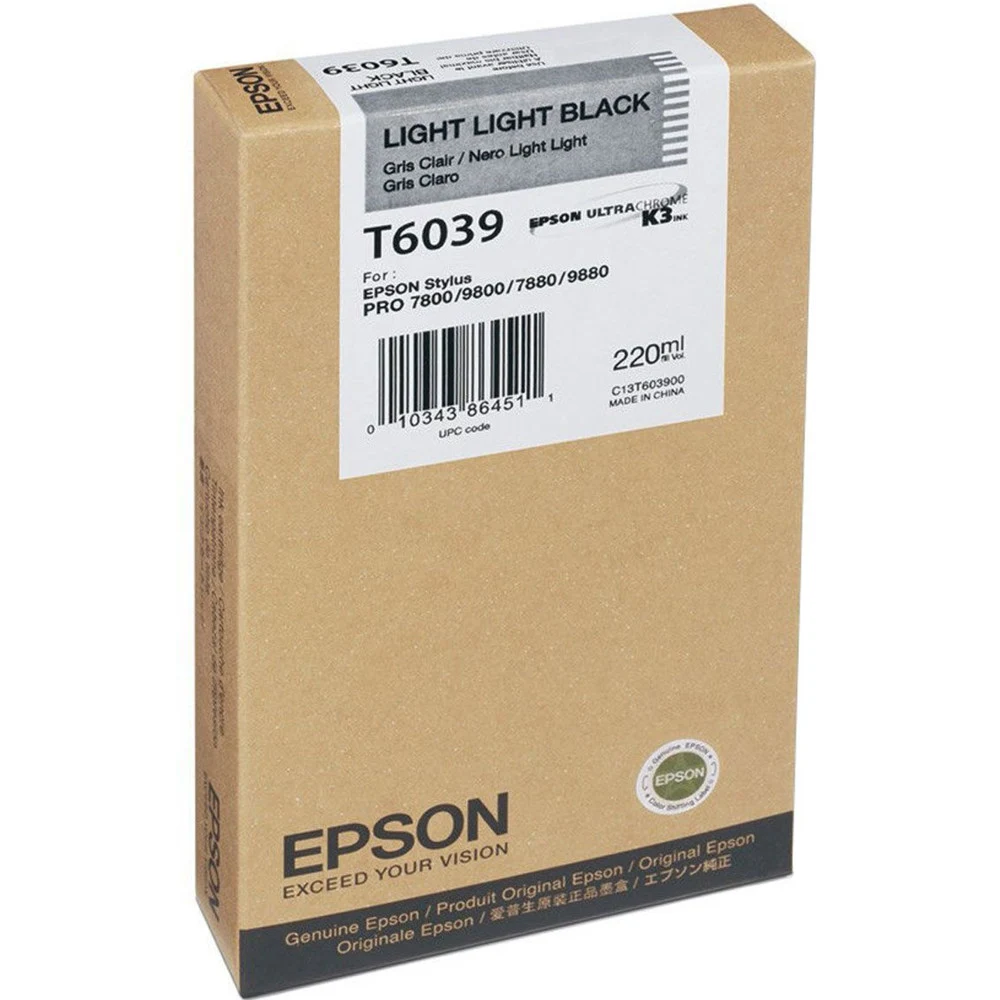 Картридж струйный Epson T6039 C13T603900 светло-серый (220мл) для Epson St Pro 7880/9880