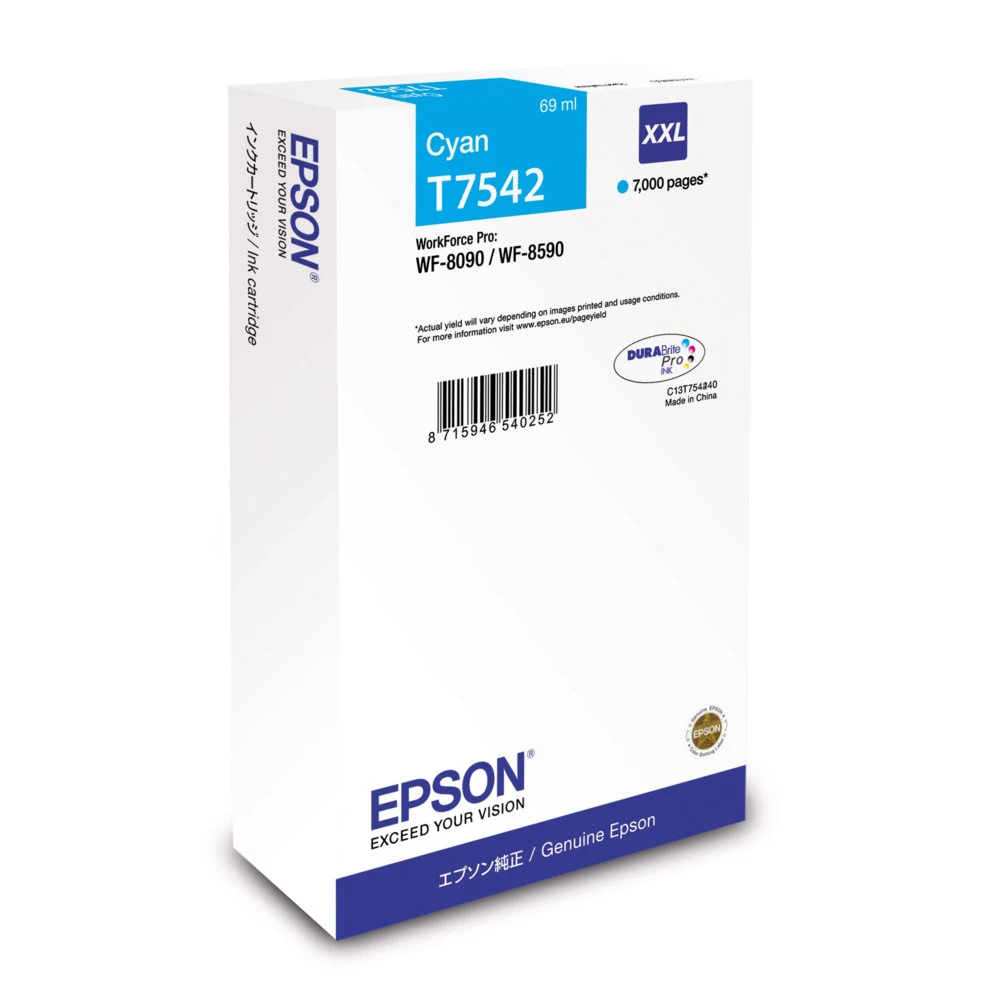 Картридж EPSON T7542 голубой экстраповышенной емкости для WF-8090/8590