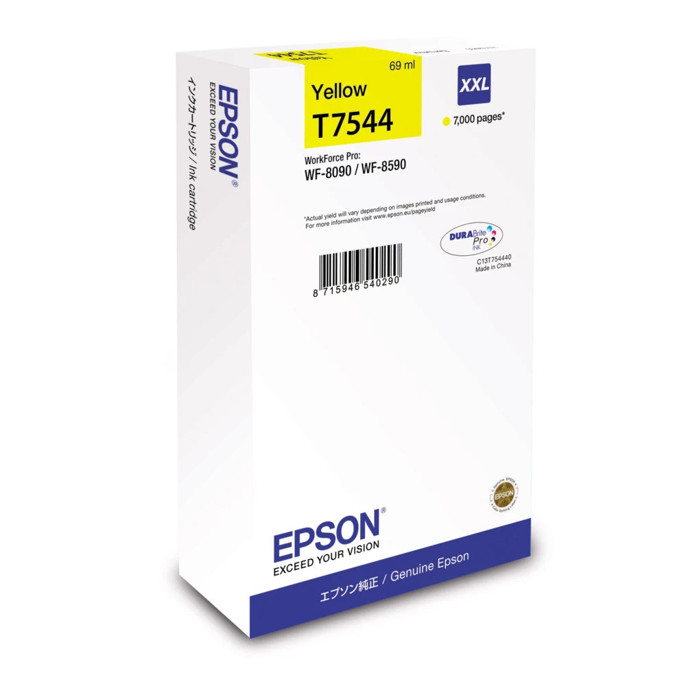 Струйный картридж Epson T7544 желтый, 7000 стр., для Epson WorkForce WF-8090/WF-8590