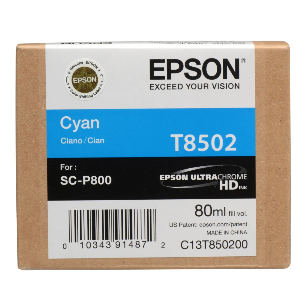 Картридж струйный Epson T8502 C13T850200 голубой (80мл) для Epson SureColor SC-P800