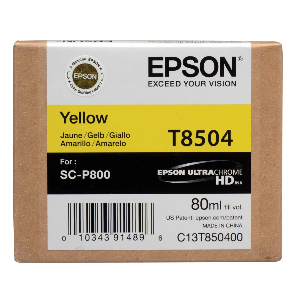 Картридж струйный Epson T8504 C13T850400 желтый (80мл) для Epson SureColor SC-P800