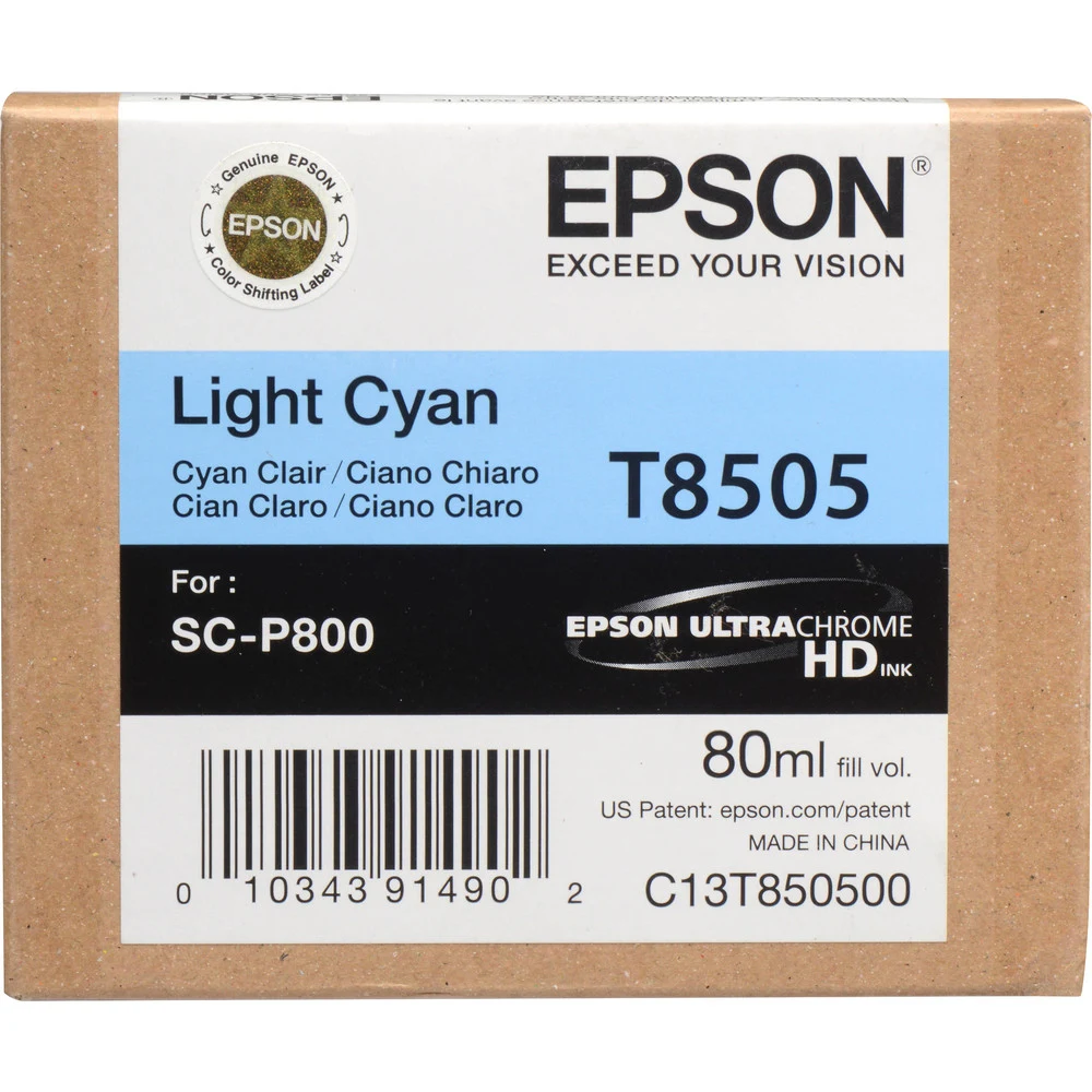 Картридж струйный Epson T8505 C13T850500 светло-голубой (80мл) для Epson SureColor SC-P800