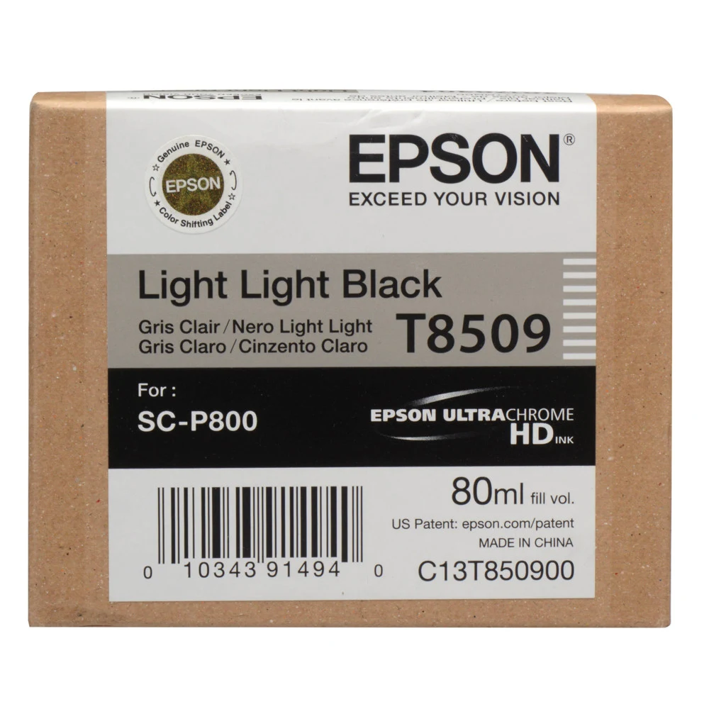 Картридж струйный Epson T8509 C13T850900 светло-серый (80мл) для Epson SureColor SC-P800