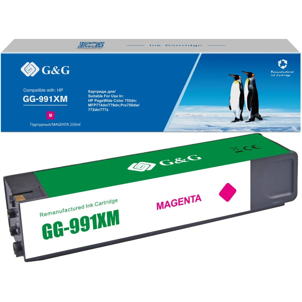 Картридж Cartridge G&G 991X для HP PageWide Managed 16 000 стр. пурпурный аналог X4D13AC, M0K10XC, M0J94AE гарантия 36 мес.