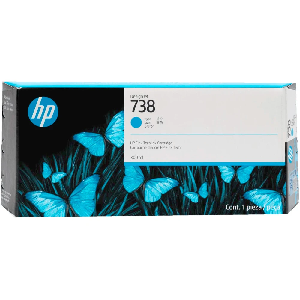 Картридж HP Europe/738 300-ml Cyan DesignJet Ink Cartridge/Струйный широкоформатный/Голубой/300 мл