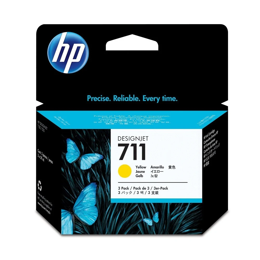 Картридж Cartridge HP 711 для DJ T120/T125/T130/T520/T525/T530, тройная упаковка CZ132A, желтый (3*29мл)
