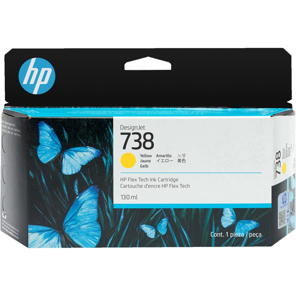 HP 498N7A 738 130-ml Yellow DesignJet Ink Cartridge for DesignJet T850 130 ml.
