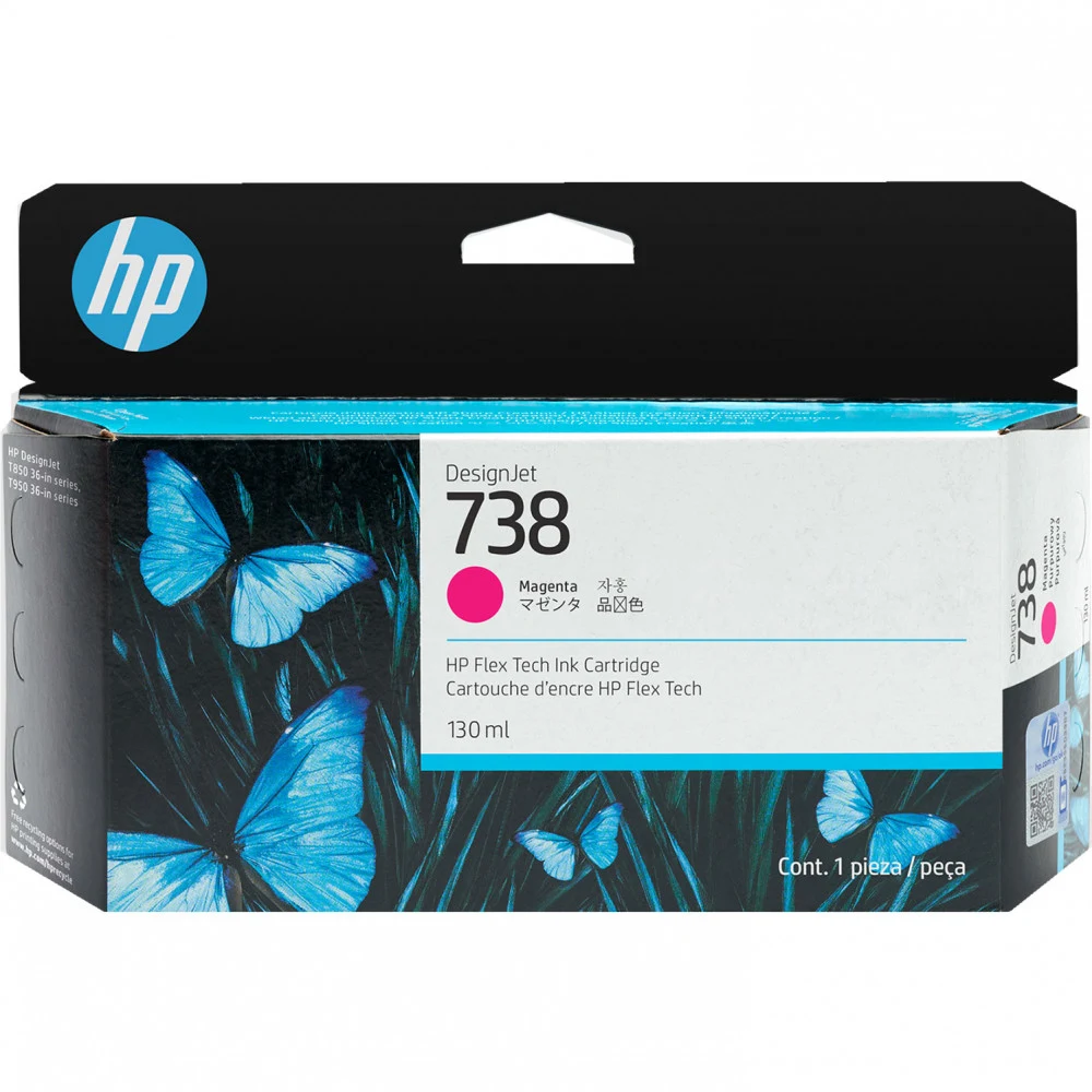 HP 498N6A 738 130-ml Magenta DesignJet Ink Cartridge for DesignJet T850 130 ml.