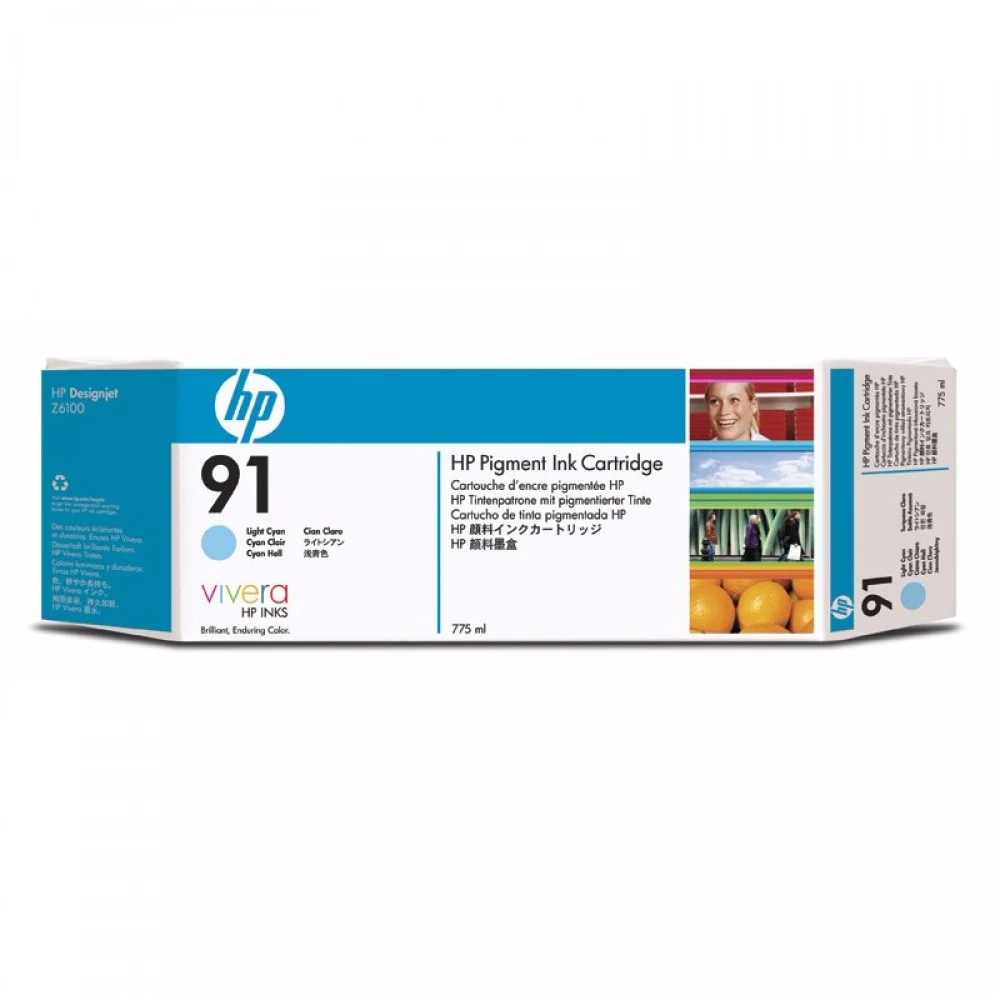 HP 91 775-ml Pigment Light Cyan Ink Cartridge HP C9470A Картридж 91 светло-синий для Designjet Z6100 Light Cyan 775 мл.