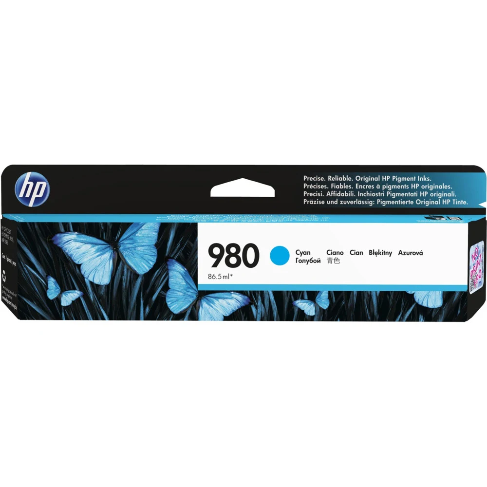 HP D8J07A Cyan Ink Cartridge №980 for Officejet Enterprise Color X555/X585, up to 6600 pages.