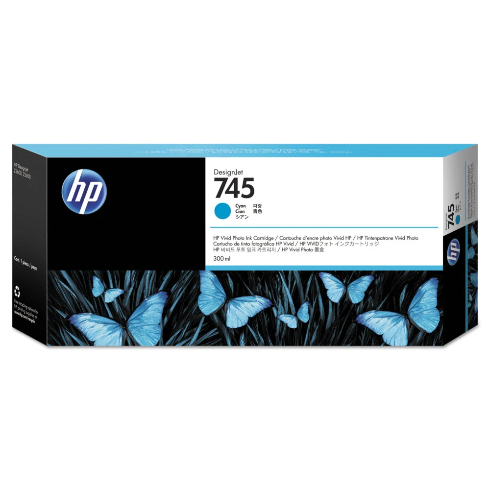 Картридж HP Europe/F9K03A/Струйный широкоформатный/голубой/№745/300 мл