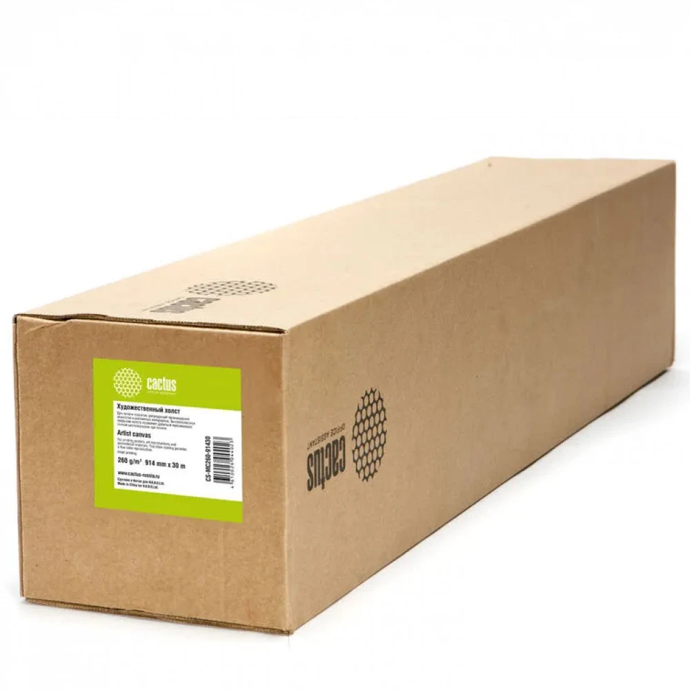 Холст Cactus CS-MC260-91430 914мм-30м/260г/м2/белый матовое синтетика для струйной печати втулка:50.8мм (2")