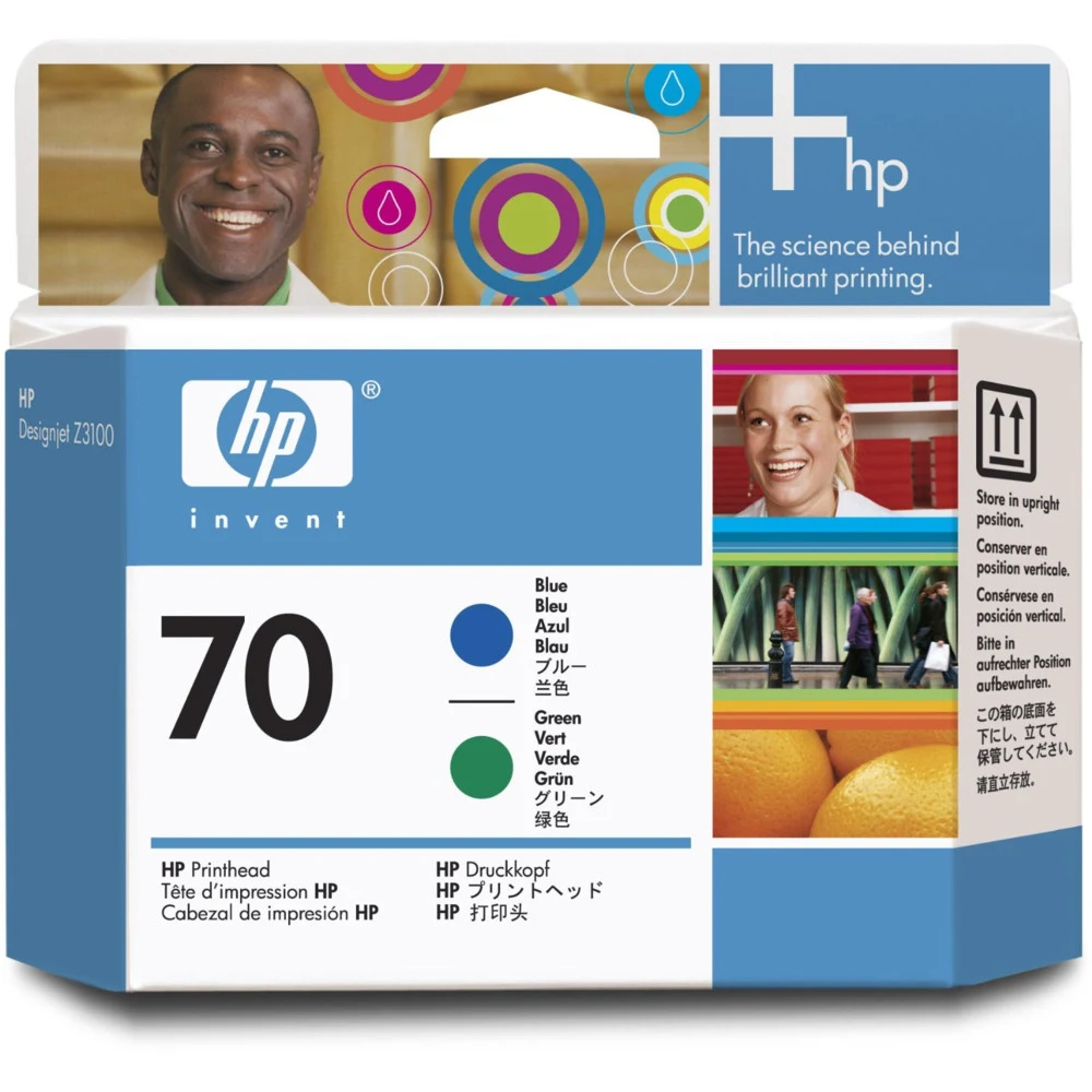 Печатающая головка HP 70 для Designjet Z3100/Z3200, синяя + зеленая