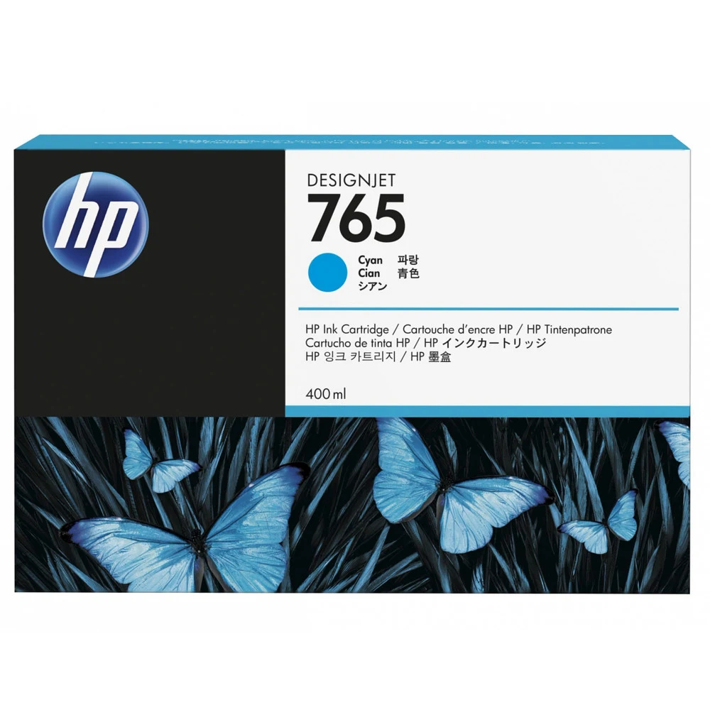 HP F9J52A HP 765 400-ml Cyan Ink Cartridge for Designjet T7200 1067mm Production Printer (F2L46A)