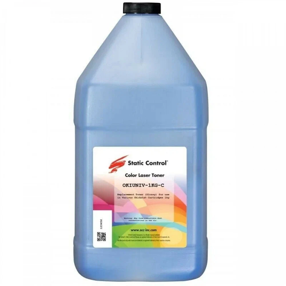 Тонер Static Control OKIUNIV3-1KG-C голубой флакон 1000гр. для принтера Oki C3300N/5500