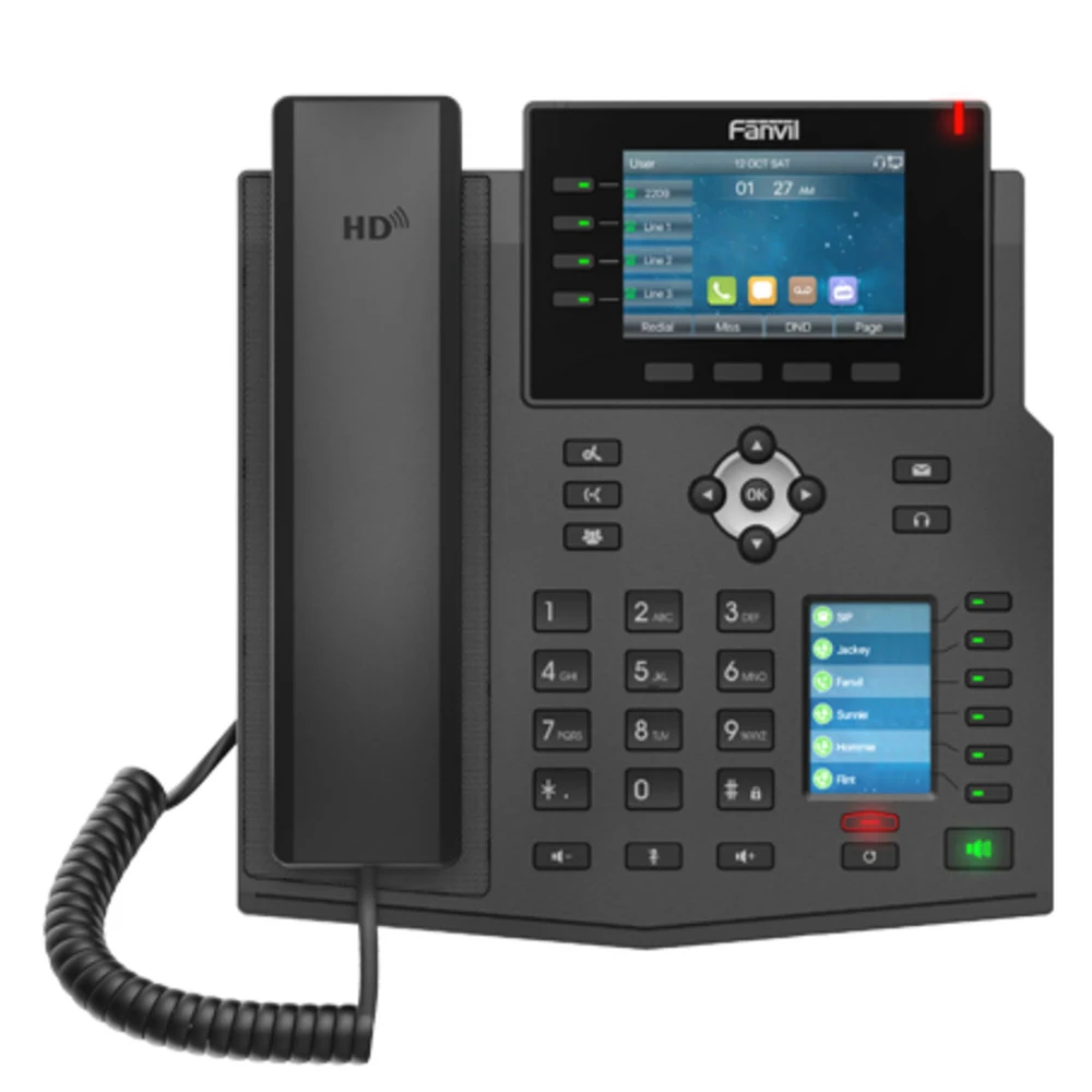 X5U - IP-телефон, 16 SIP, HD звук, 3.5"+2.4" (6*5=30 DSS кнопок) цв. экраны, EHS, 2*1000, PoE, BT, W