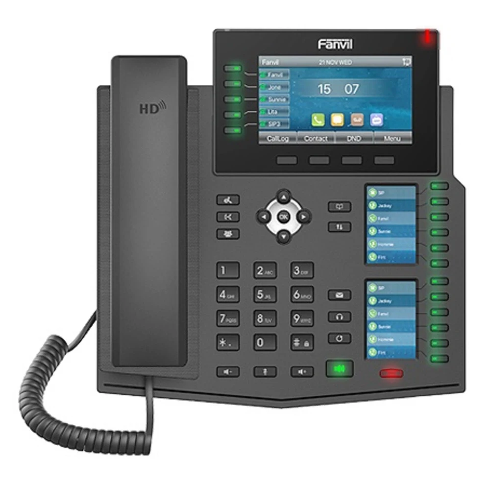 X6U - IP-телефон, 20 SIP, HD звук, 4.2"+2.4" x 2 (12*5=60 DSS клавиш) цв. экраны, EHS, 2*1000, PoE,