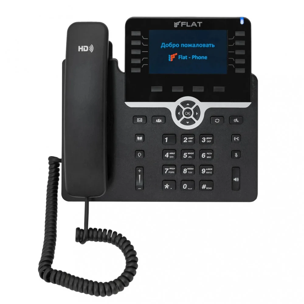 IP-телефон Flat-Phone B10: 20 SIP-аккаунтов, 2 порта 10/100/1000BASE-T (RJ-45), ЖК-дисплей, PoE