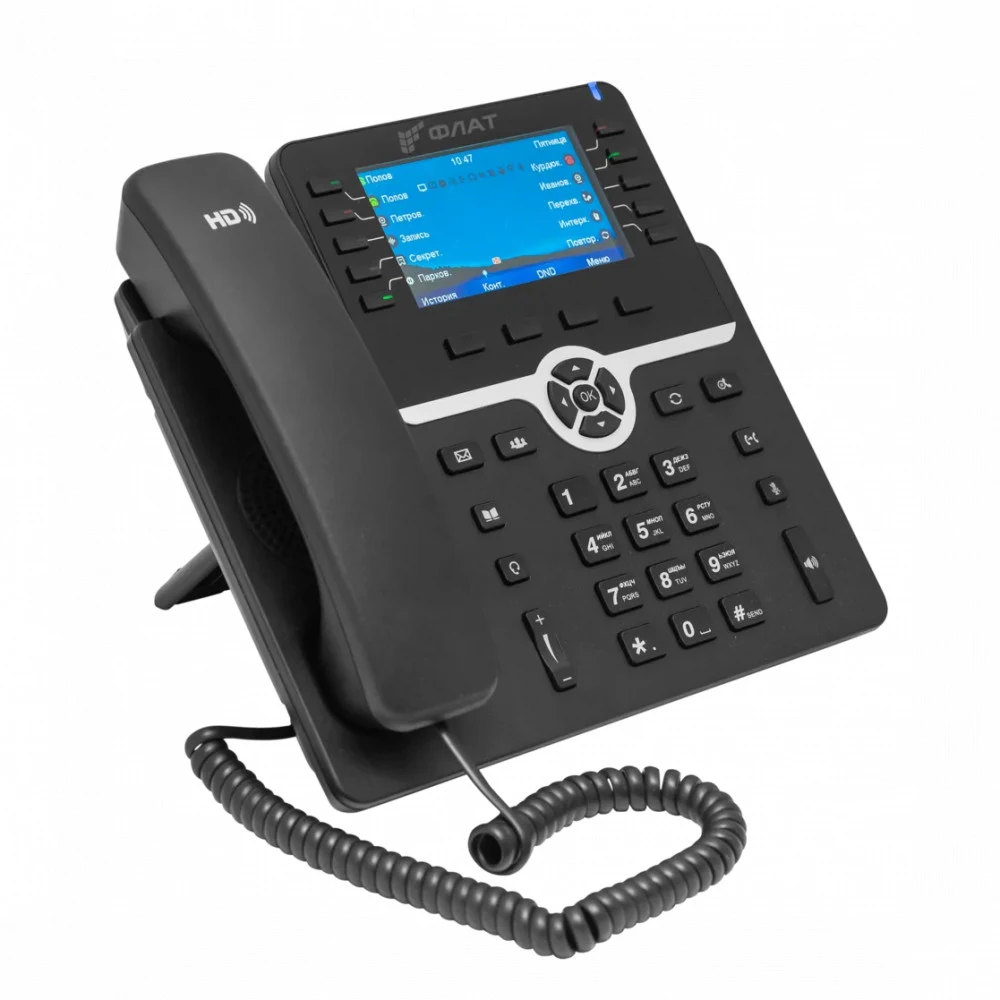 IP-телефон Flat-Phone B10: 20 SIP-аккаунтов, 2 порта 10/100/1000BASE-T (RJ-45), ЖК-дисплей, PoE, РЕЕСТР