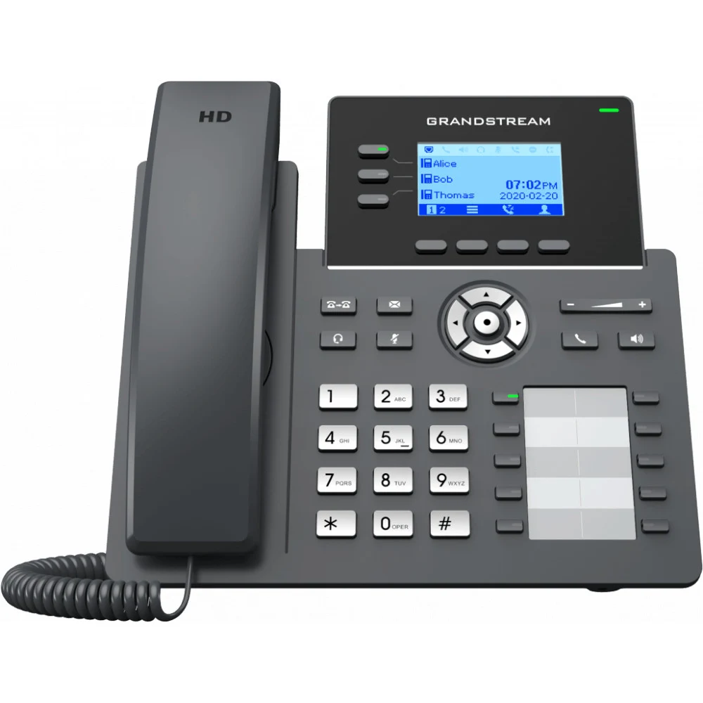Grandstream GRP2604 - IP телефон. 6 SIP аккаунтов, 3 линии, есть подсветка экрана, 10 BLF, Два коммутируемых 10/100/1000 Мбит/с гигабитныхEthernet порта, 132 x 64 (2.48 дюйма’) точек графический ЖК-