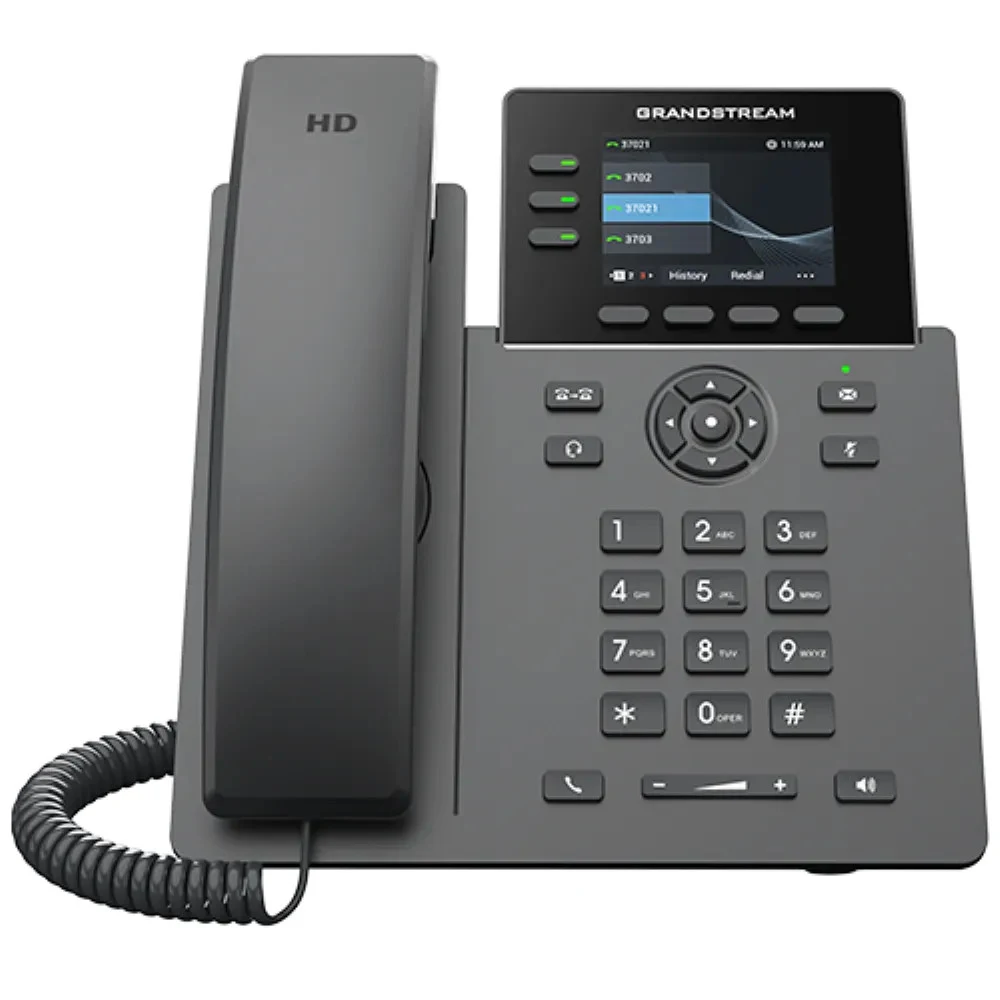 Grandstream GRP2611G - IP телефон. 3 учетных записей SIP и 3 универсальных клавиш линий, Два переключаемых порта Gigabit Ethernet 10/100/1000 Мбит/с с автосогласованием и интегрированный модулем PoE