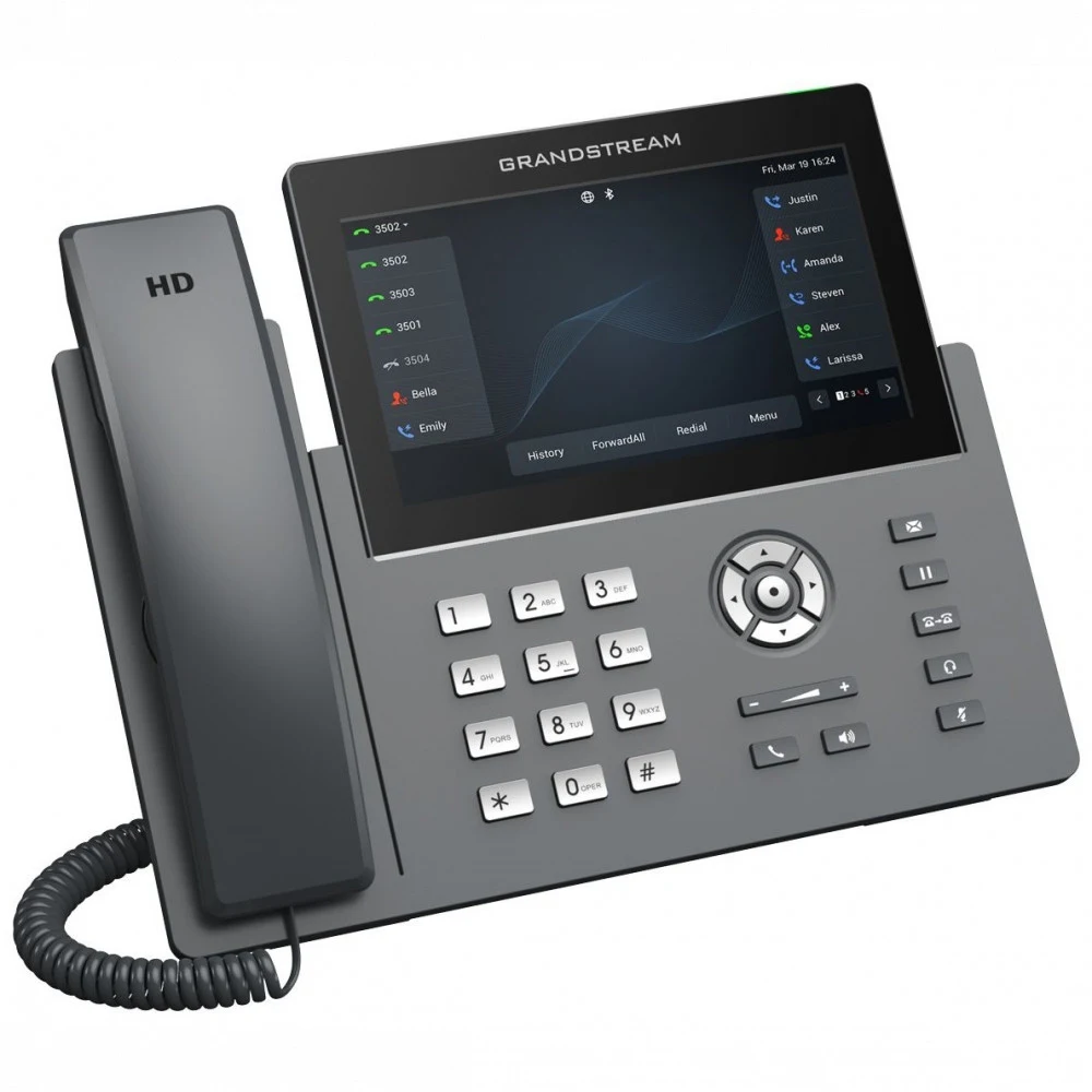 Grandstream GRP2670 - IP-телефон, 6 SIP, 12 линий, Два коммутируемых 10/100/1000 Мбит/с гигабитных Ethernet порта с автоопределением и поддержкой PoE, 7-дюймовый (1024x600) ёмкостный сенсорный экран